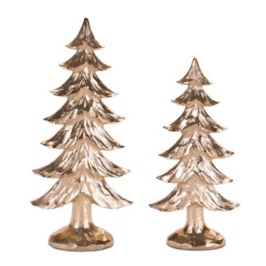 Melrose Gold Metallic Pine Tree Set